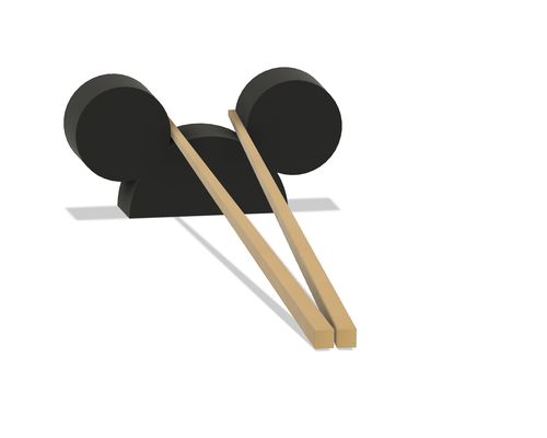 mickey mouse ears chopstick holder - easy to print two versions by turtletech creations household house models sushi mickeymouse chopstickholder 3d print model - Mito3D