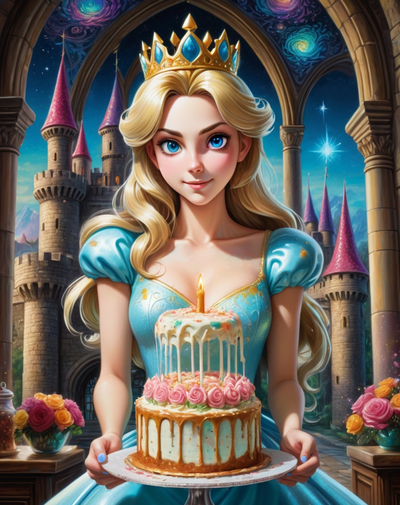 2d art cake a lie princess is safe by statusd112 cooking kitchen contest celebration 4color hue forge hueforge game gaming character decoration painting bambu filament layer 3d print model - Mito3D