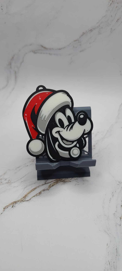 goofy en f te de no l by zipzapprint art 2d christmas noel holiday ornament 3d print model - Mito3D