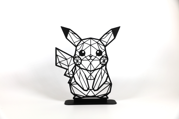 geométrico pikachu + estante soporte by faseworksca arte esculturas pokemon anime diseño escuela politécnica monitor decoración nostálgico jugador nerd friki 3d print model - Mito3D