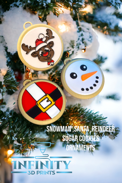 snowman & santa sugar cookie ornament by infinity 3d prints art models christmas holidays baking ornamanet tree sugarcookies 3d print model - Mito3D