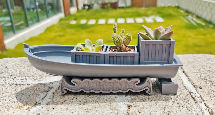 flowerpot on boat by tsouth3d household garden vase flower flowerbox 3d print model - Mito3D