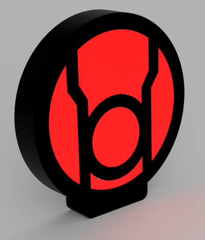 vermelho lanterna conduziu luminária by beeee 3d arte sinais logotipos verde dc super heroi histórias quadrinhos quadrinho banda desenhada lâmpada led luz caixa 3d print model - Mito3D