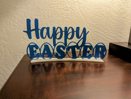 happy easter sign by e3p designs household decor egg 3d print model - Mito3D