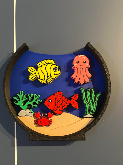 acuario pez plantas by impresión oso arte modelos gelatina medusa cangrejo rojo amarillo algas marinas fácil armar montar agua azul divertido 2d animal soportes 3d print model - Mito3D