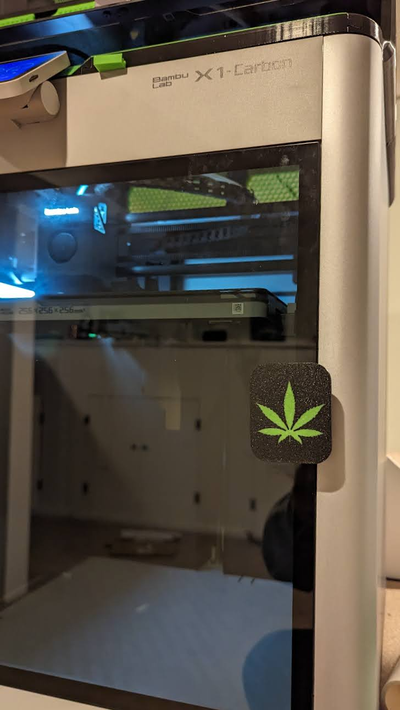 x1c p1s large door handle - cannabis edition 2 versions remixed by quantumgrower 3d printer accessories pot 420 christmas stoned glass mod remix dank bong weed accessory 3d print model - Mito3D