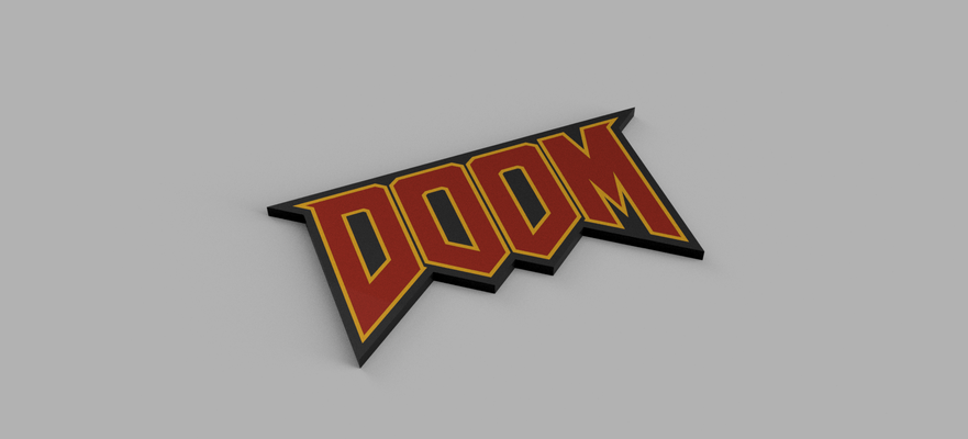 doom logo multicolour by daniel3d art signs & logos doomslyer logoart mult color easy print 3d print model - Mito3D