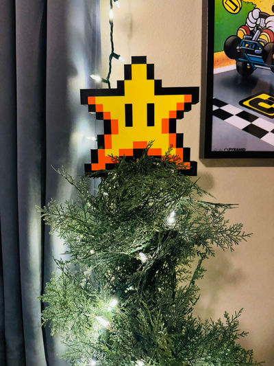 8 bit tree topper by williams industries household decor nes nintendo snes walla art wall decoration decorations christmas 2023 2024 star game gamer mario luigi bowser 2d 3d 3d print model - Mito3D
