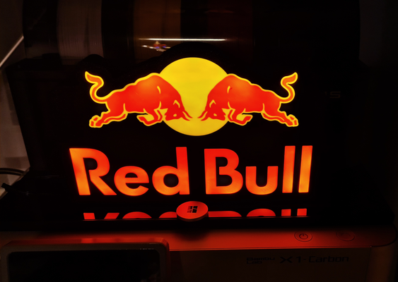 leuchtkasten rot stier by krissx1c kunst zeichen logos red bull licht box 3d print model - Mito3D