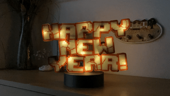 happy year lightbox minecraft style by creativedesign3d household decor 2024 lighbox 3d print model - Mito3D