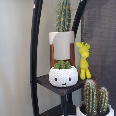happy crochet knitted planter pot by vrsculpts household garden plants 3d print model - Mito3D