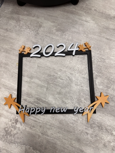 happy year 2024 party frame by creamade3d household festivities happynewyear decoration newyear newyear2024 year2024 photo 3d print model - Mito3D