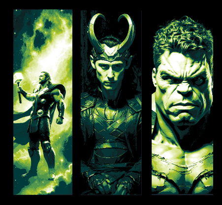 set of 3 bookmarks fan art marvel universe - thor loki hulk by mclanesmemories 2d avengers bookmark bookmarker mark marker book hueforge 3D print model - Mito3D