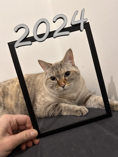 party frame 2024 by creamade3d household festivities festive decoration happynewyear newyear2024 newyear year cat 3d print model - Mito3D