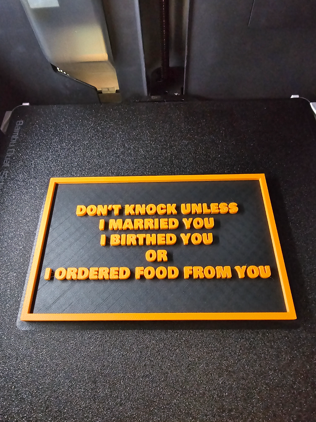 knock unless by geeklabs art signs & logos dont door mother food fun joke funny sign family order 3D print model - Mito3D