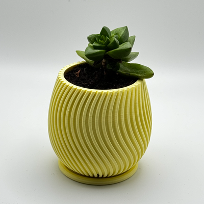 planter wavy pattern by h3li0 household decor plant 3d print model - Mito3D
