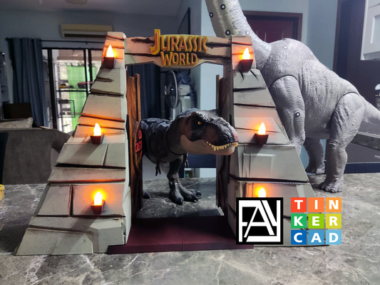 jurassic world musical gate by fay3dlab miniatures architecture park jurassicworld camp cretaceous led 3d print model - Mito3D