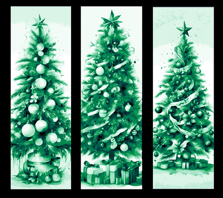 holidays - set of 3 bookmarks christmas trees presents by mclanesmemories art 2d tree book hueforge bookmark mark marker 3d print model - Mito3D