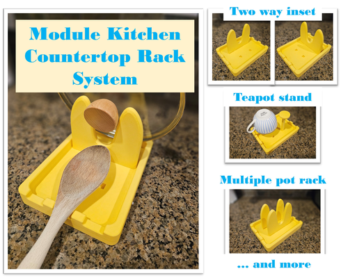 module kitchen countertop rack system by ellipse household house models accessories spoon pot lid holder 3d print model - Mito3D