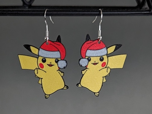 pokemon christmas pikachu earrings by krazi201 fashion santa jewellery keychain 3d print model - Mito3D