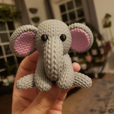 fofa crochê tricotado elefante by vrsculpts arte esculturas tecido brinquedo crianças 3d print model - Mito3D