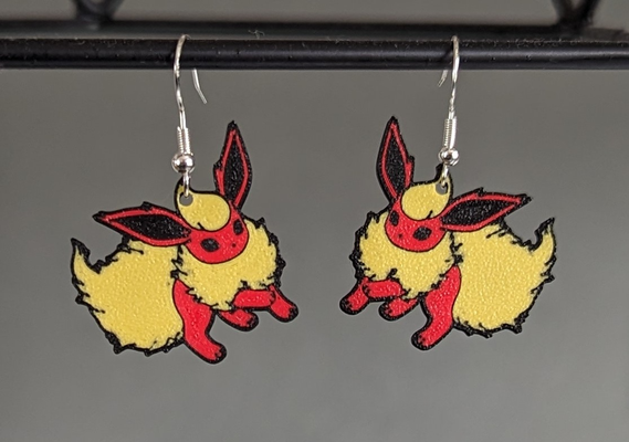 pokemon flareon earrings by krazi201 fashion flamara earring jewellery keychain 3d print model - Mito3D