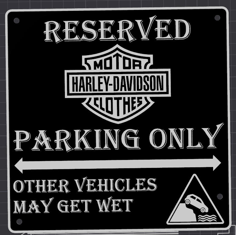 harley davidson - parkingsign by 3dprintwolf art signs & logos sign maker signmaker funnysign mc 3D print model - Mito3D