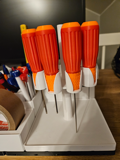 gridfinity allenkey screwdriver carousel holder base remixed by magrin tools organizers gridfinity4x4 allenkeyholder screwdriverholder 3d print model - Mito3D