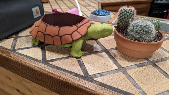 tortuga plantador maceta remezclado by marcialana casa jardín 3d print model - Mito3D