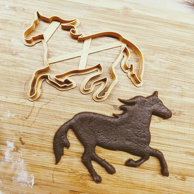 running horse cookie cutter furioso by indibles household house models christmas 2023 2024 christmascookie christmascookiecutter christmascookiestamp cookies cookiescutter cookiesstamp cookiestamp riding back 3d print model - Mito3D