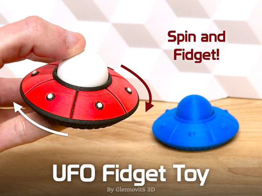 ufo fidget toy spin play by glennovits 3d toys & games ufotoy space spaceship fly flying vehicle object alien aliens cute child children kid kids gift small easy quick fast print spinner spins spinning printinplace pip fidgettoy fidgetspinner adhd stress beginner ams multicolor tolerance test calibration 3d print model - Mito3D