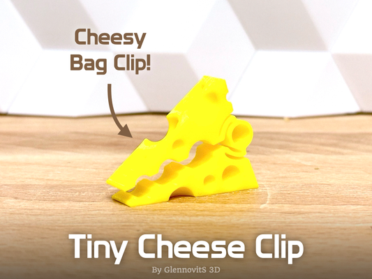 tiny cheese clip quick cute bag kitchen by glennovits 3d household house models bagclip bagclips bagclamp clamp small easy fast print lastmeters food bags reuse fun humor yellow 3d print model - Mito3D