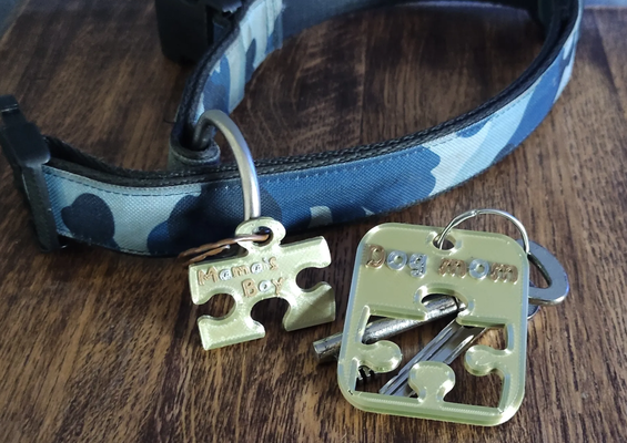 puzzle shaped cane etichetta by wazza10 domestico animali domestici medaglietta riconoscimento 3d print model - Mito3D
