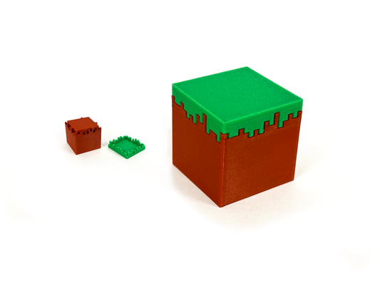 minecraft cube 2pc by samactivité jouets jeux qube herbe gris jeu joueur construction minecraft personnages 3d 3d print model - Mito3D