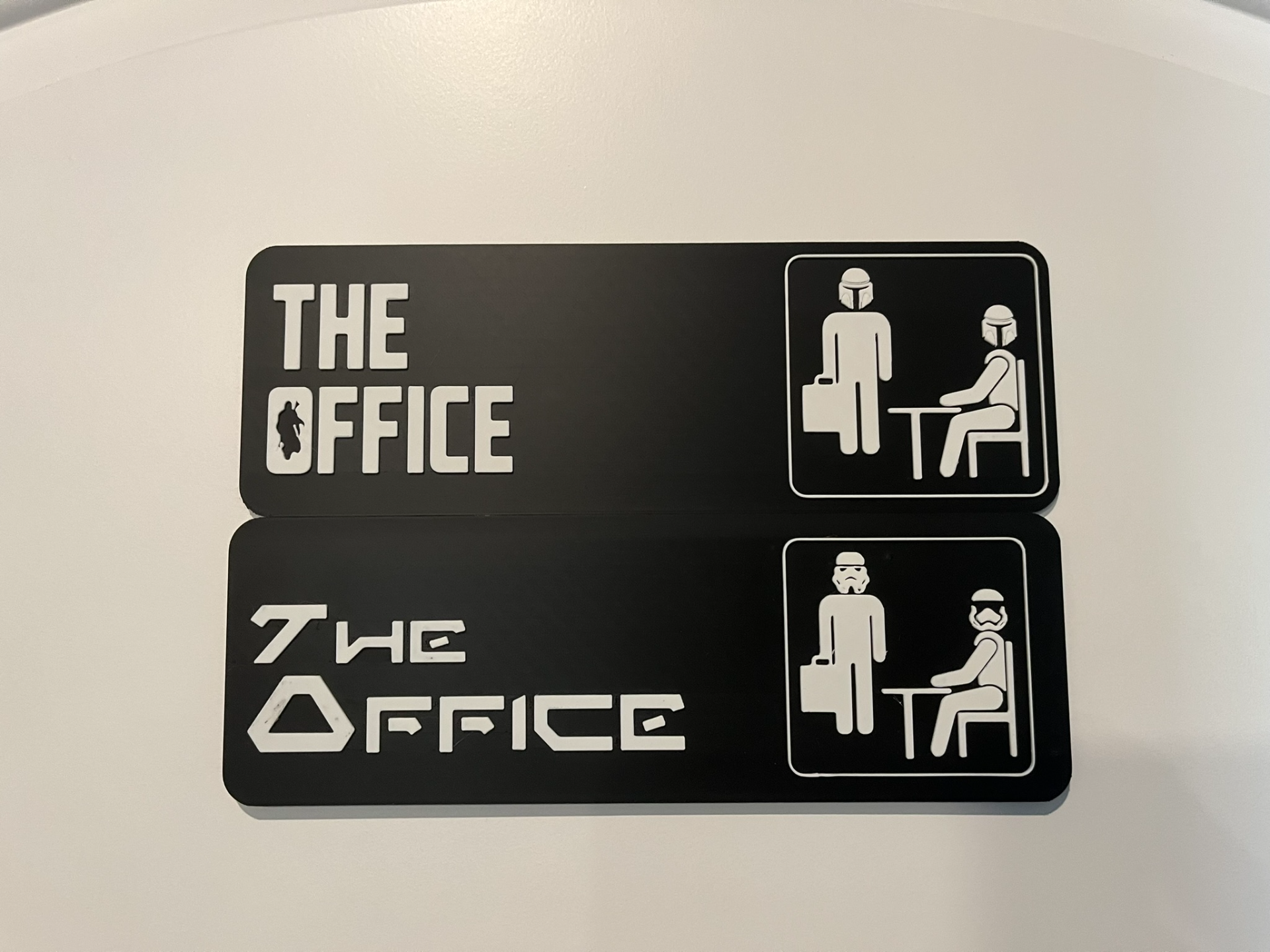 office - mandalorian edition by m4ng0n3l art 2d star wars mando logo wall door sign 3D print model - Mito3D