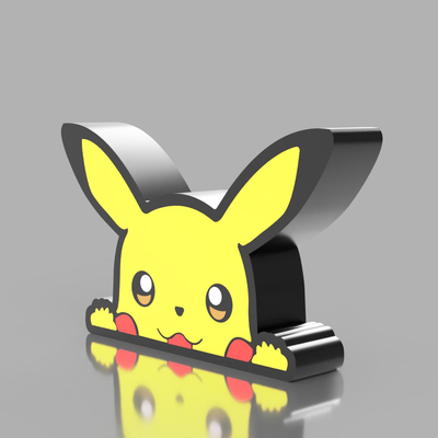 pikachu caixa luz by parede única arte sinais logotipos pokémon conduziu 3d print model - Mito3D