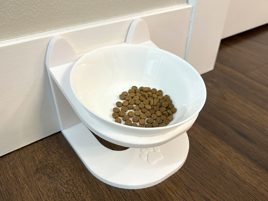 elevated cat bowl stand by 3dcraftstudio household pets kitty pet simple ikea feeding raised neko 3d print model - Mito3D