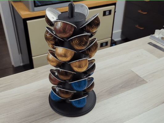 nespresso vertuo cápsulas carrossel by marca elbichon casa modelos cápsula nespressocapsulesholder nespressocápsulas torre 3d print model - Mito3D