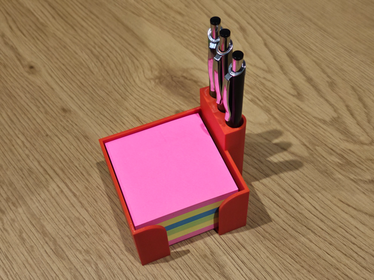post it notlar + kalemler tepsi by sonuç ev halkı ofis i̇leti not dolma kalem kulp destek 3d print model - Mito3D
