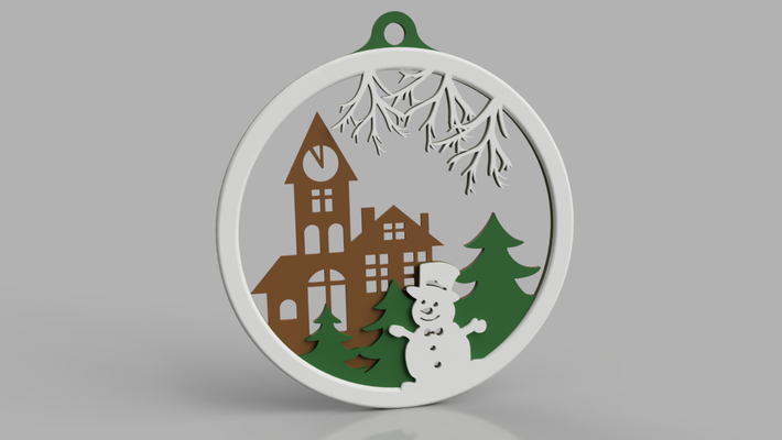 pupazzo neve ornamento by hg design domestico festività appendere albero natale allegro fiocchi 3d print model - Mito3D