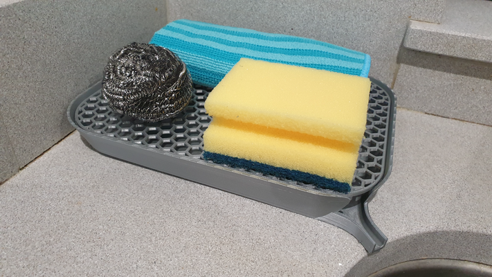 xl sponge drip tray spout by hamstah household house models kitchen driptray cloth washing 3d print model - Mito3D