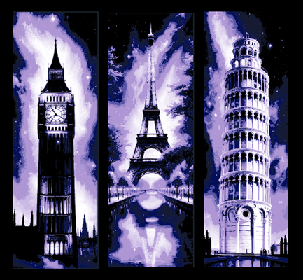 set of bookmarks famous landmarks europe - beautiful sights by mclanesmemories art 2d paris eiffel tower big ben london pisa leaning mark bookmark marker hueforge 3d print model - Mito3D