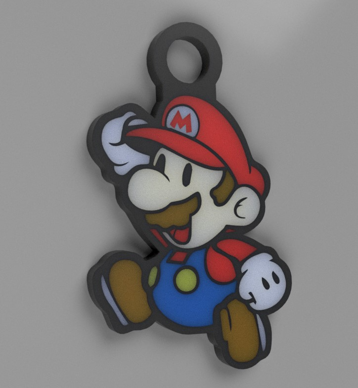 porte clés mario paper super thème by alexandre passion 3d imprimante accessoires super papier supermaiopaper chaveiro clé 3D print model - Mito3D