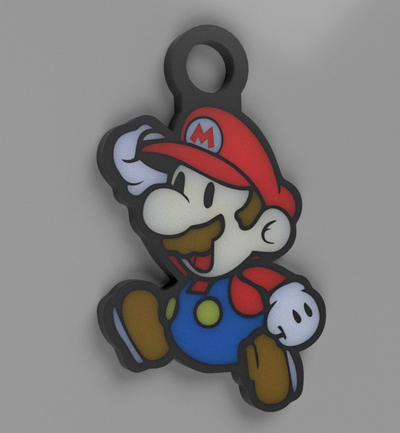 keychain mario paper- super theme by alexandre paixao 3d printer accessories supermario paper supermaiopaper chaveiro chave 3d print model - Mito3D
