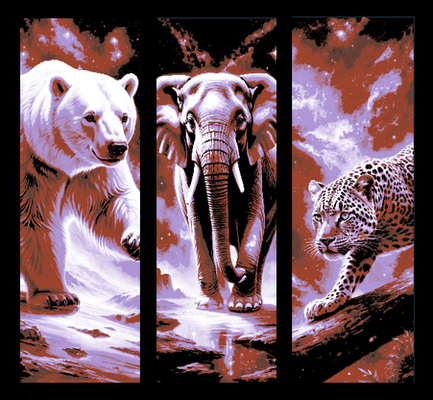 conjunto of favoritos reis selvagem polar urso elefante jaguar by mclanesmemories arte 2d animais livro marca páginas marcador forja chapéus 3d print model - Mito3D