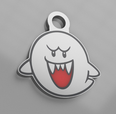 keychain boo - super mario theme by alexandre paixao 3d printer accessories chaveiro chave supermario ghost 3d print model - Mito3D