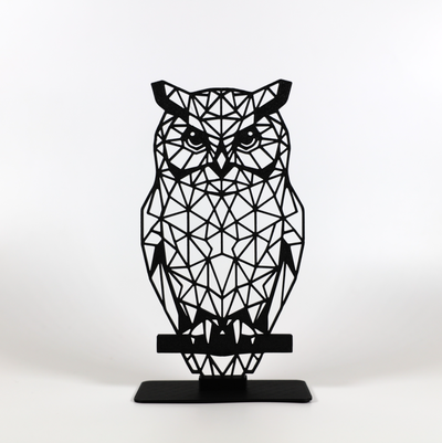 geometric owl by phaseworksca art sculptures bird flying poly sculpture 2d animal nature inspired easy print minimal abstract 3d print model - Mito3D