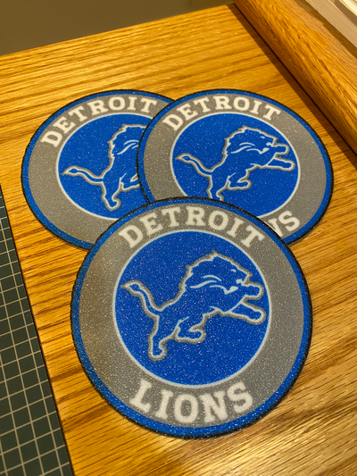 detroit lions coaster set of 4 by cybr3d hobby & diy sport outdoors football pro drink beer soda beverage 3d print model - Mito3D
