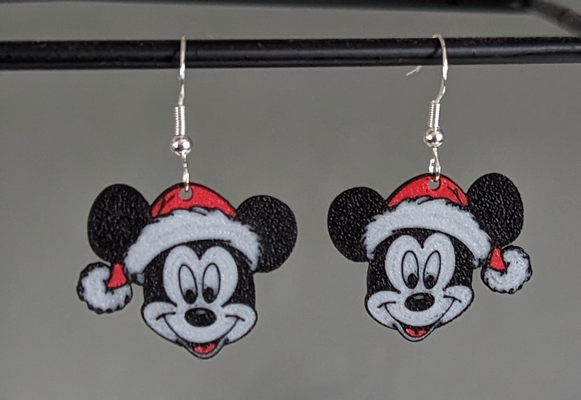 mickey mouse christmas earrings by krazi201 fashion earring jewellery santa keychain 3d print model - Mito3D