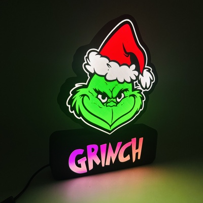 grinch led lamp by smart3d gabriel gomes household decor christmas lamps lampshade ledlight 3d print model - Mito3D